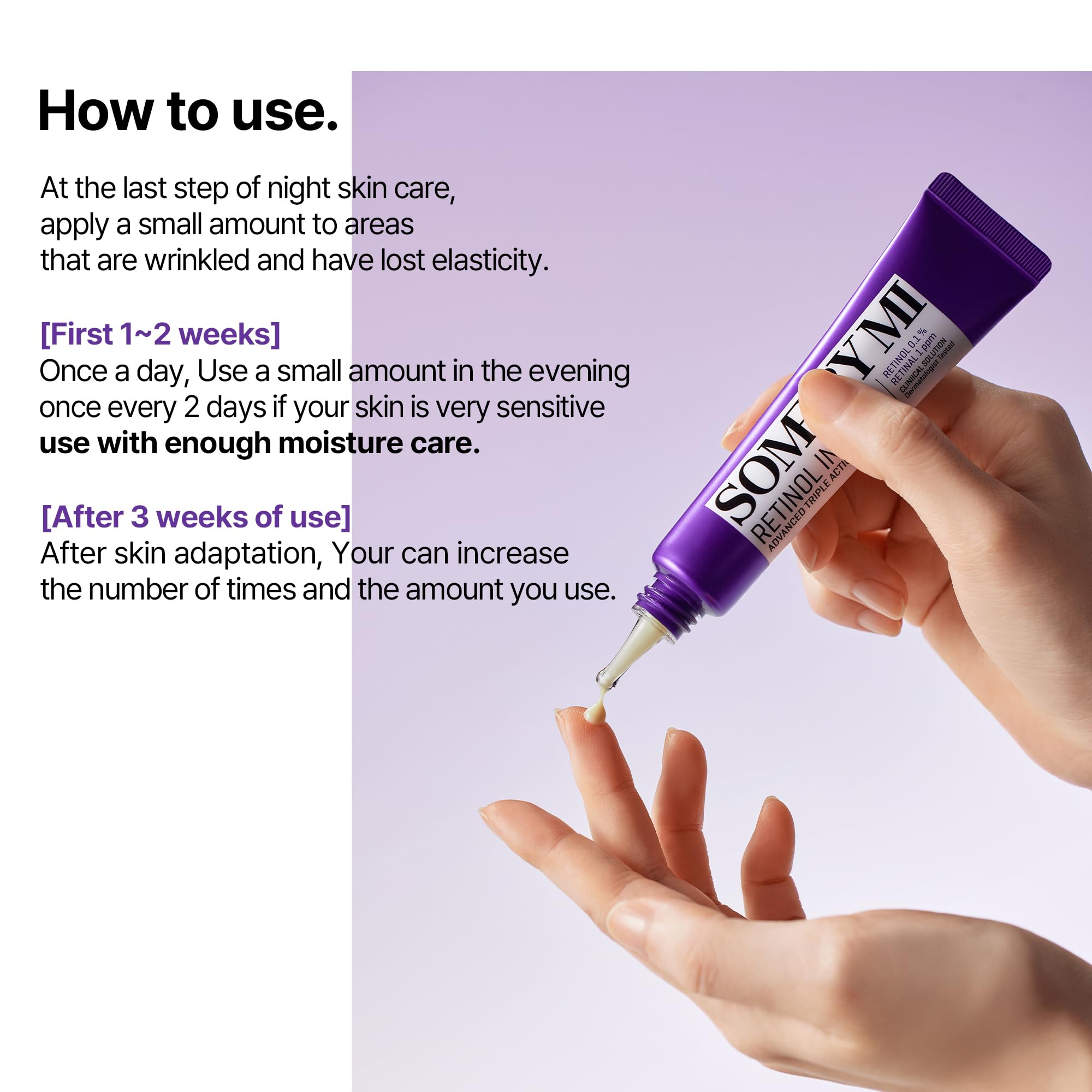SOME BY MI Retinol Eye Cream close-up on application for under-eye hydration.