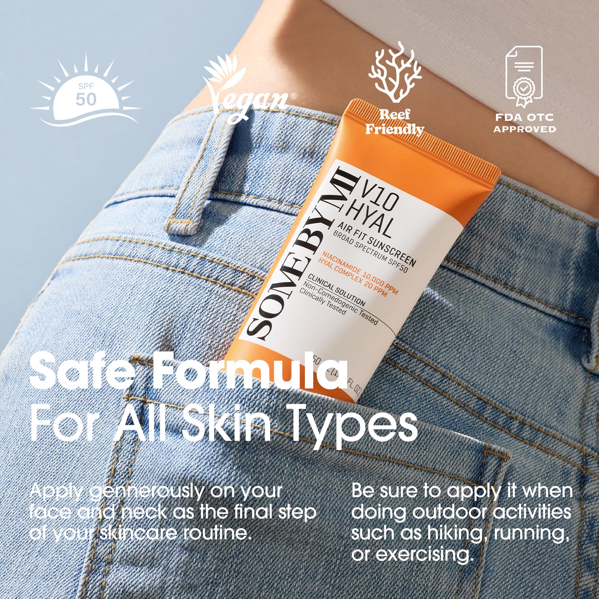 SOME BY MI V10 Hyal Air Fit Sunscreen packaging ready for travel