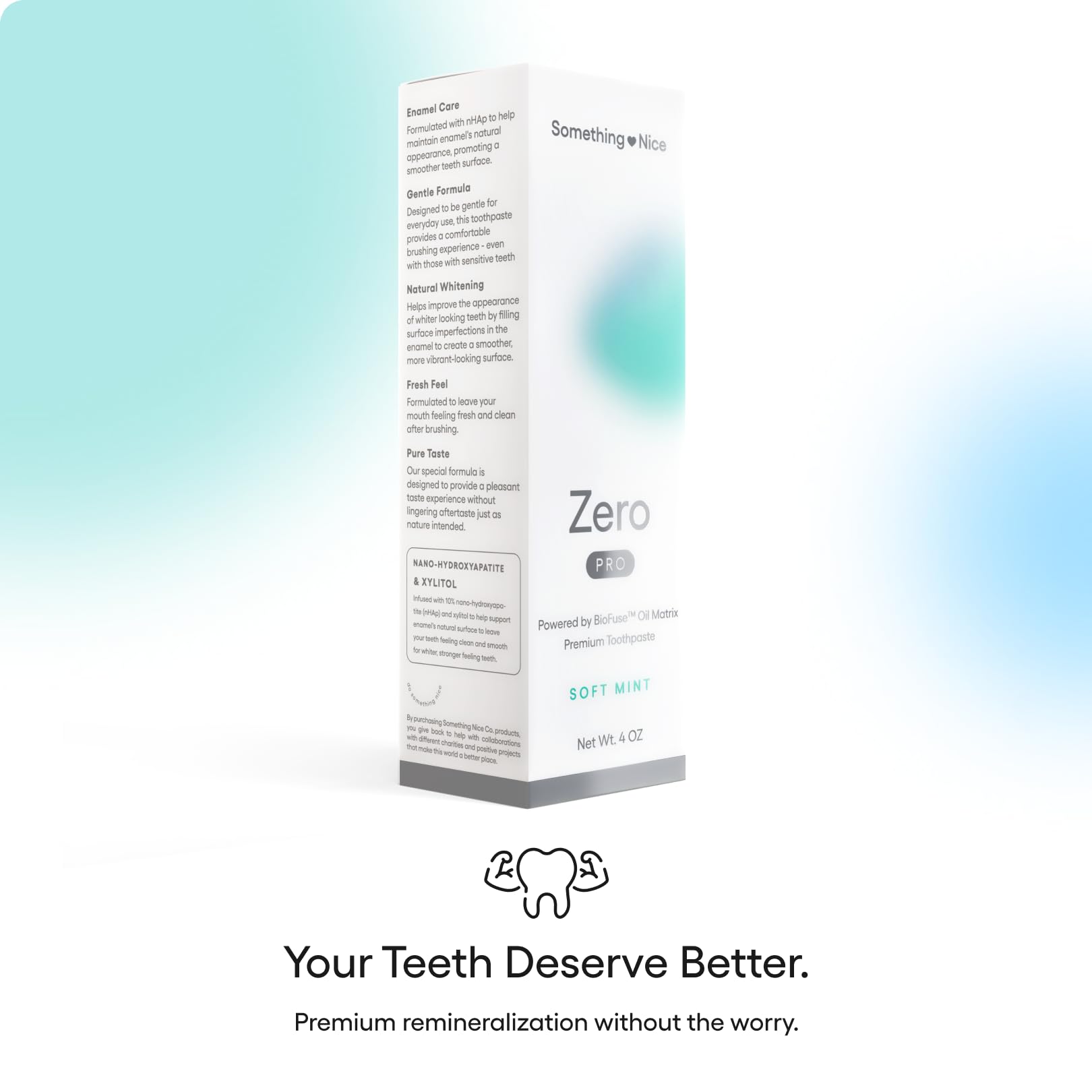 Something Nice Zero Pro toothpaste biofuse oil matrix close-up.