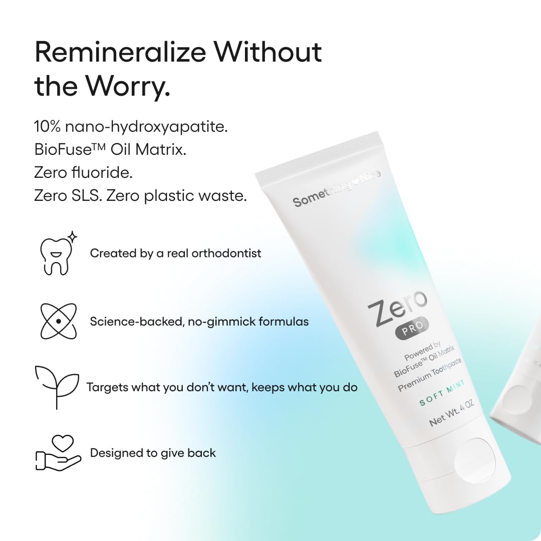 Something Nice Zero Pro toothpaste enamel icon depicts mineral reinforcement.
