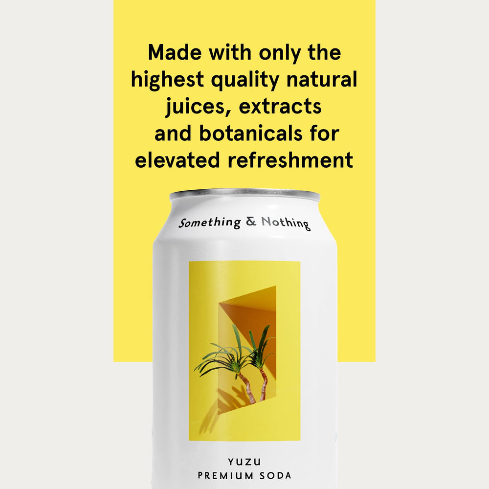 Something & Nothing Yuzu sparkling water bottle highlights natural ingredients for a vegan, low-cal option.