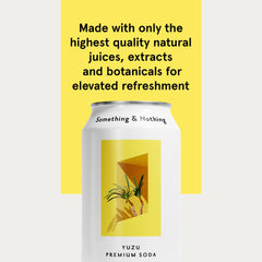 Something & Nothing Yuzu sparkling water bottle highlights natural ingredients for a vegan, low-cal option.