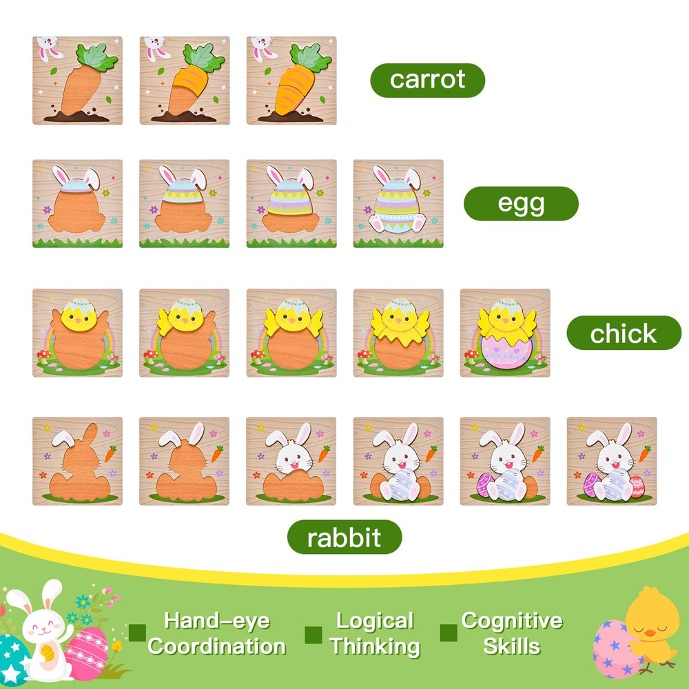 Sondatery wooden Easter carrot puzzle supports hand-eye coordination during play