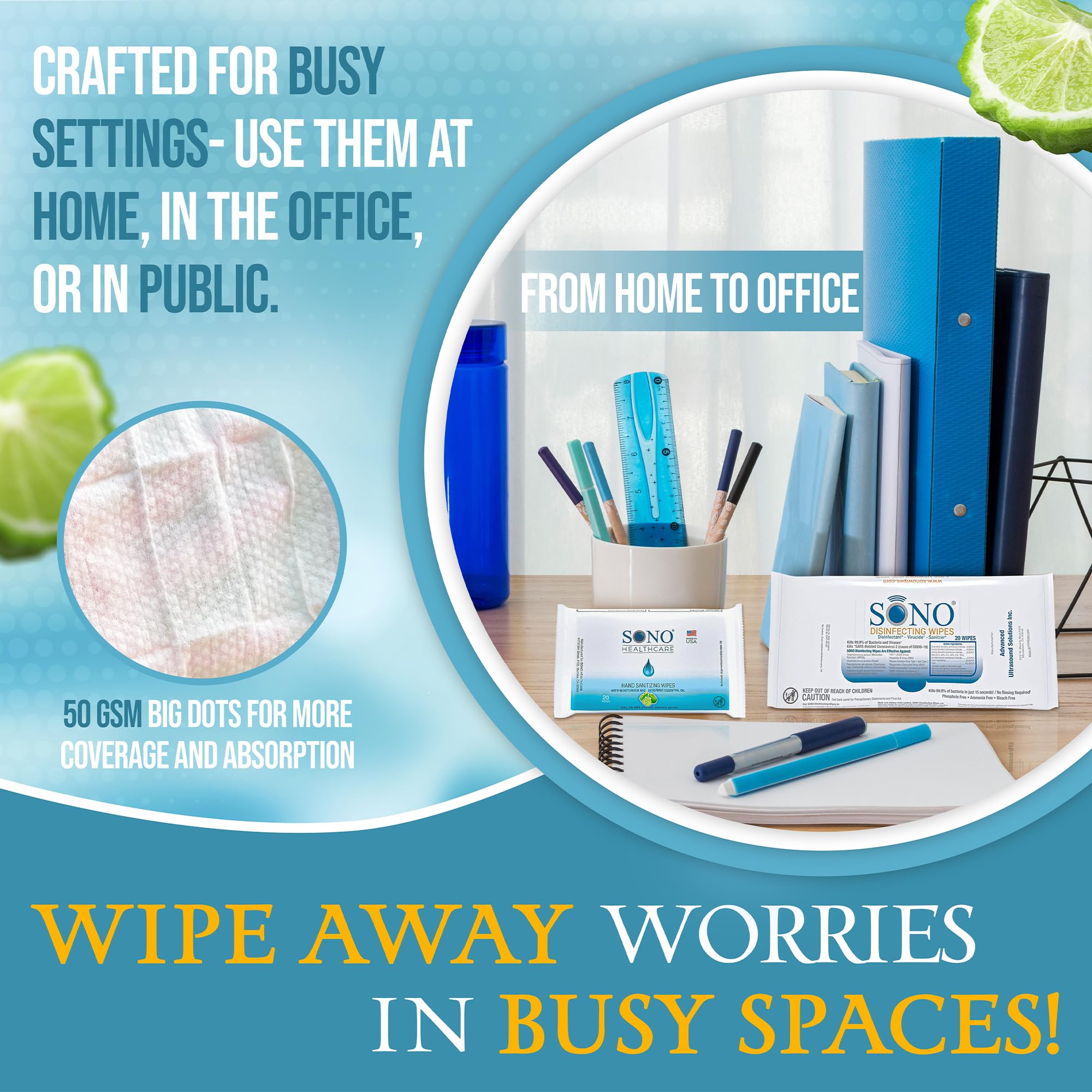 SONO alcohol-free design reduces fumes while cleaning busy spaces.