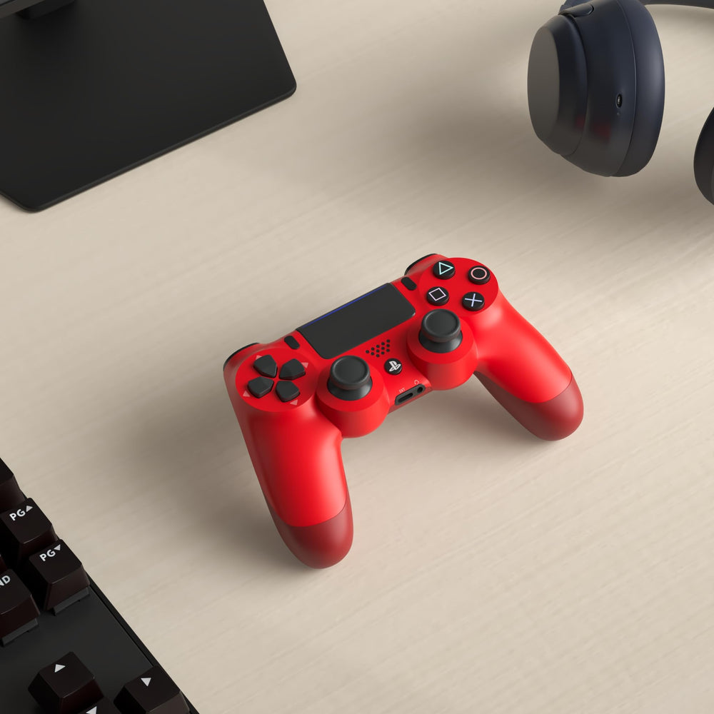 Sony DualShock 4 Magma Red side profile for ergonomic grip during long sessions