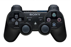 Sony PlayStation 3 DualShock 3 wireless controller in black, offers wireless freedom and tactile vibration feedback.