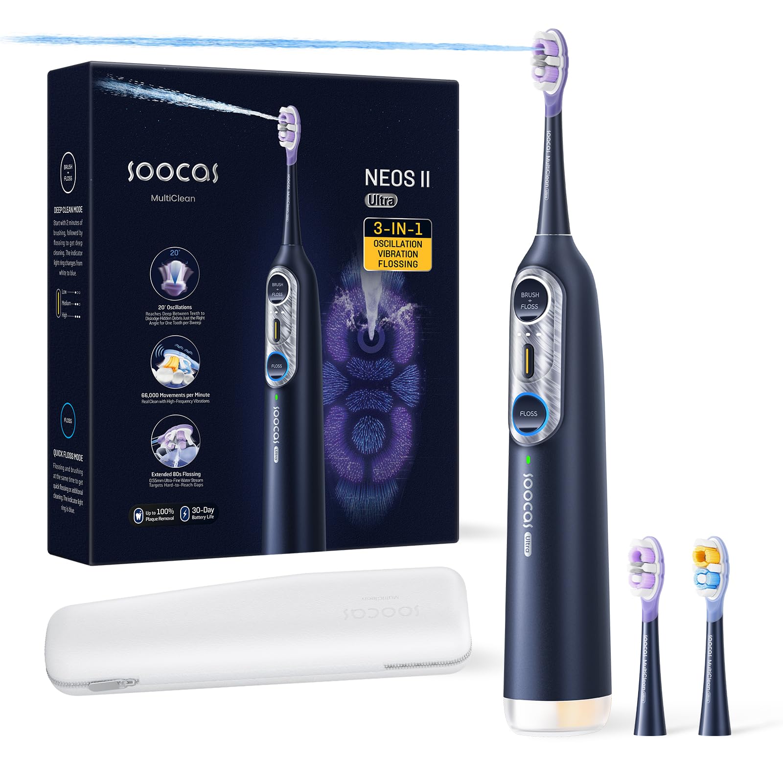 Soocas NEOS II Ultra handle shown for a comfortable grip during daily brushing.