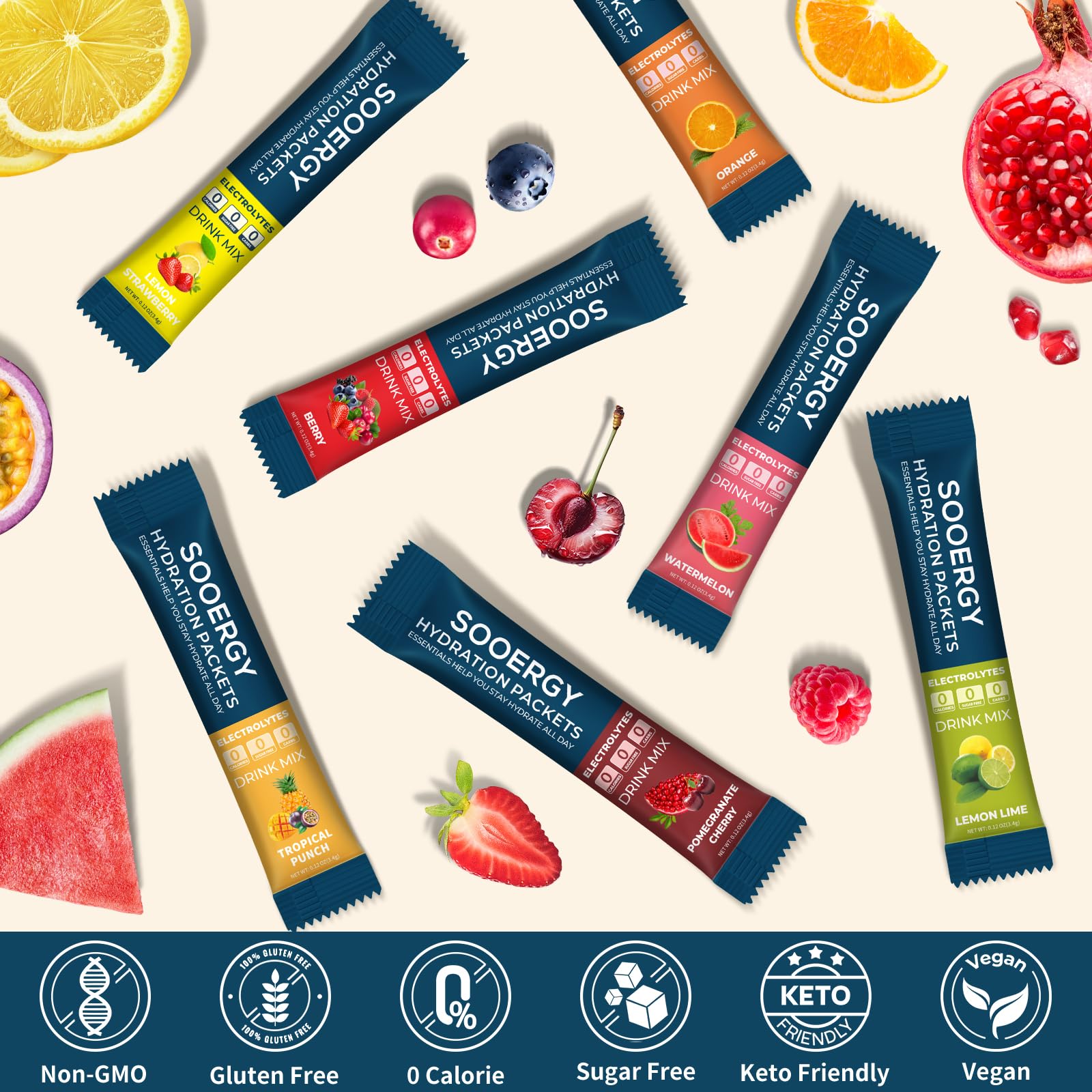 Sooergy electrolytes powder Mix Berry stick tasty hydration anytime