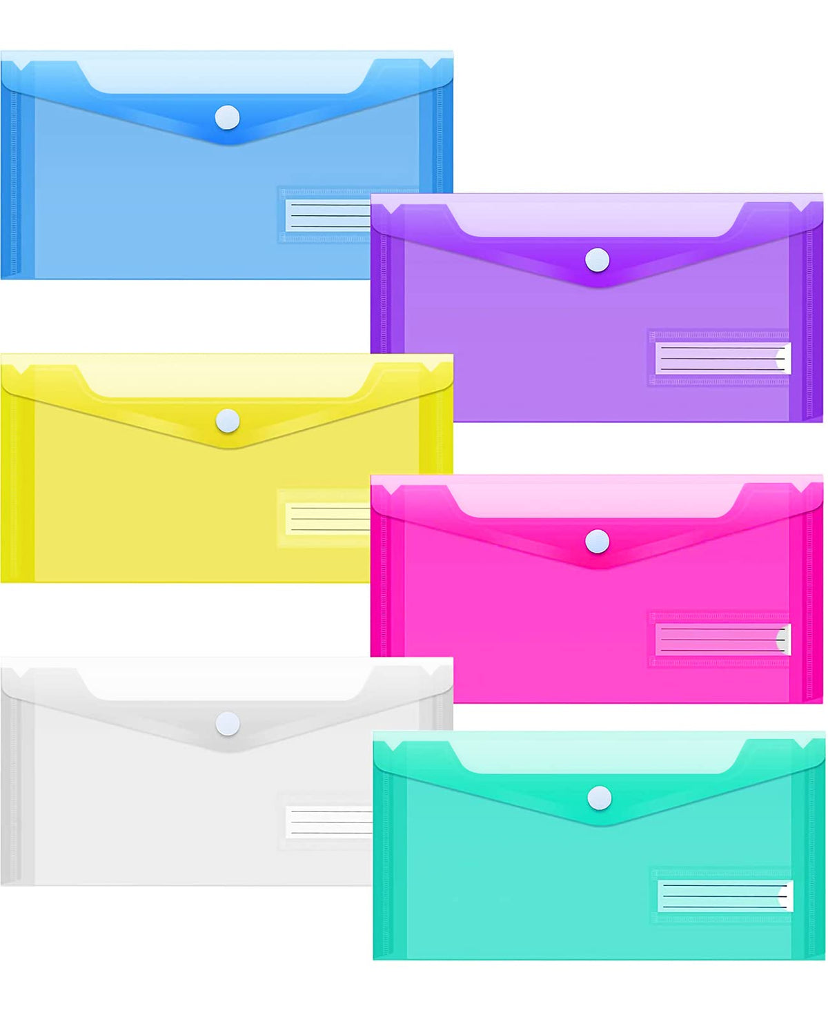 Sooez 24-pack plastic pencil pouches in clear view for quick access.