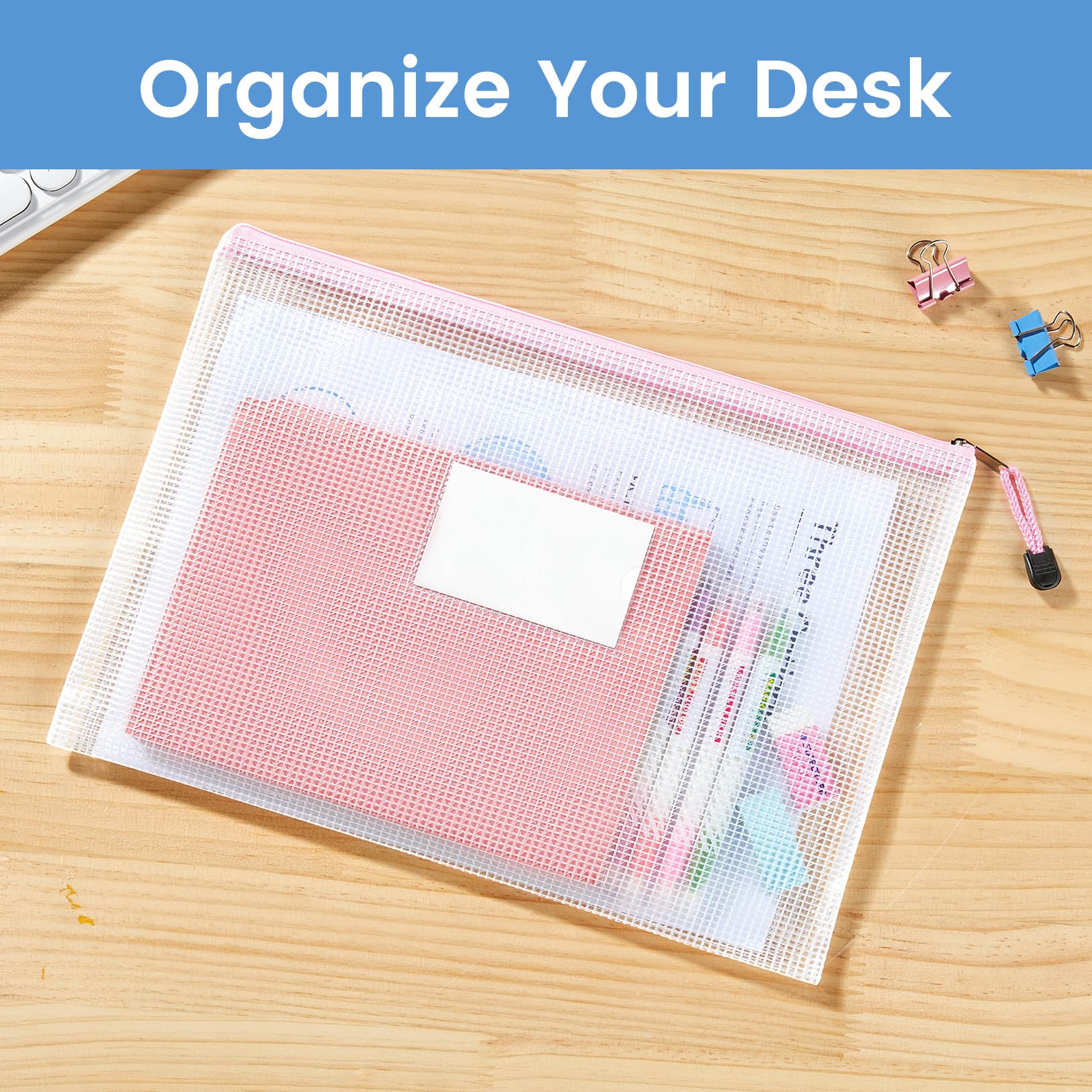 Sooez A4 letter-size document bags organize paperwork at school or office.
