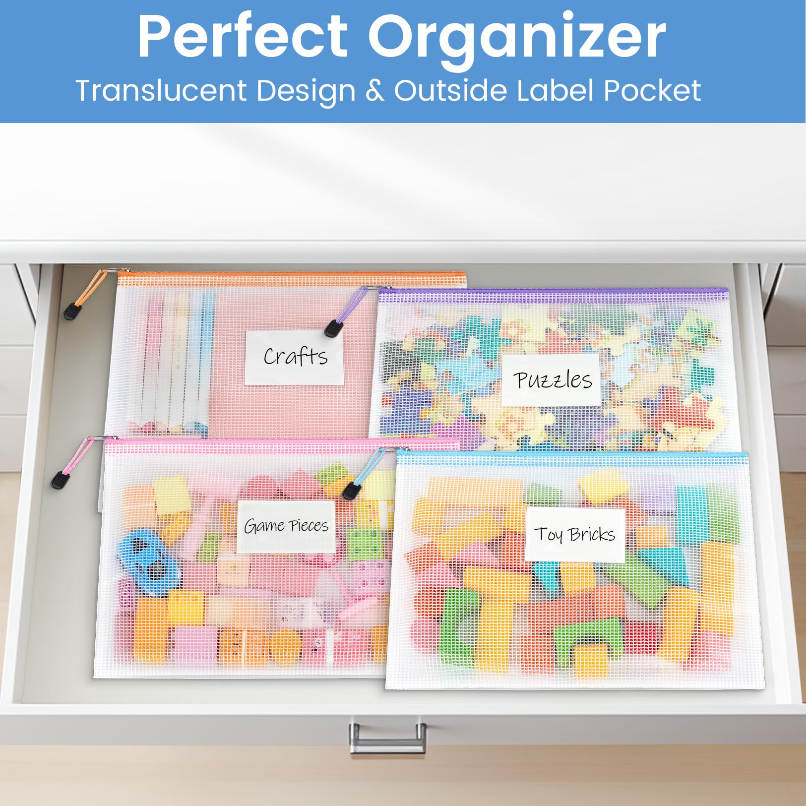 Sooez board game storage pouch keeps games neatly arranged for play.