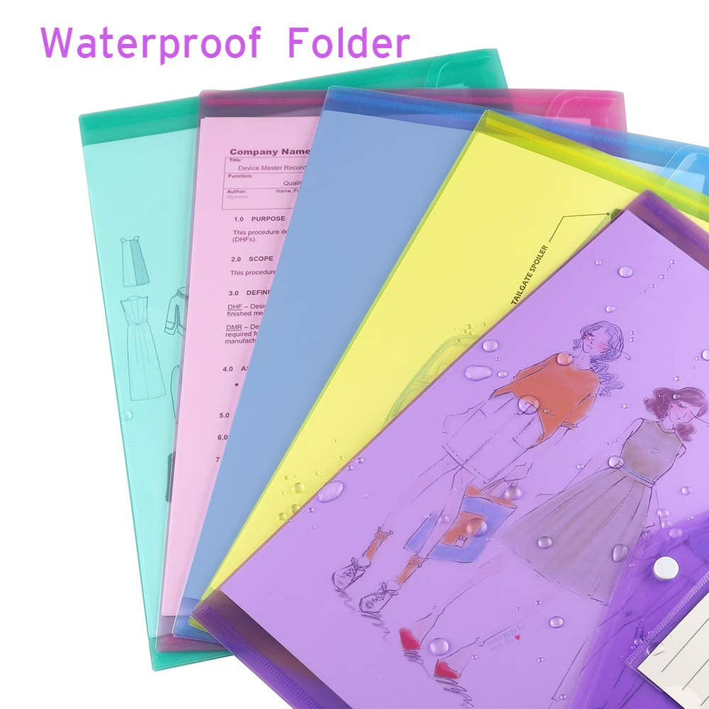 Sooez clear plastic envelopes showing A4/Letter size compatibility