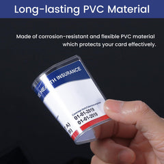 Sooez clear PVC sleeve shows transparent wear protection and quick card visibility