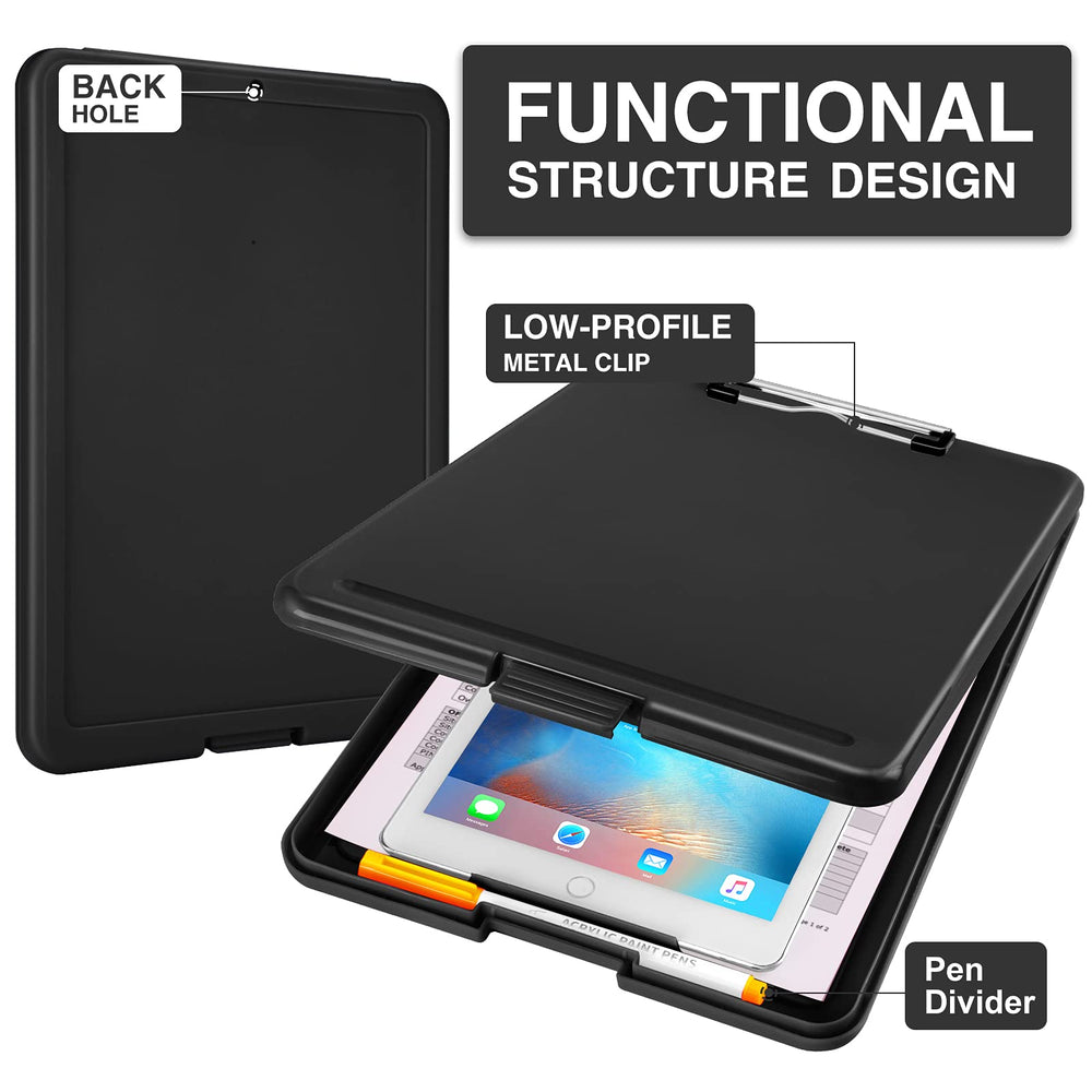 Sooez clipboard low-profile clip enables one-handed operation during quick notes.