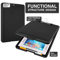 Sooez clipboard low-profile clip enables one-handed operation during quick notes.