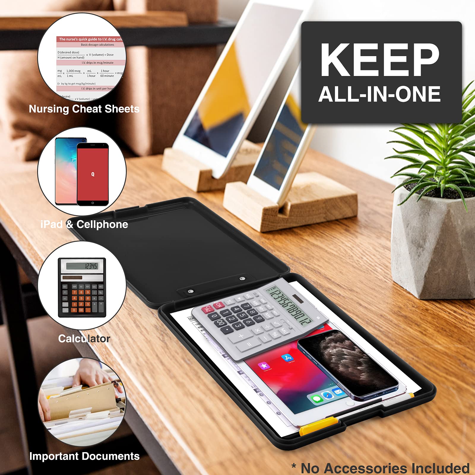 Sooez clipboard pencil-divider storage keeps pens and pencils organized.