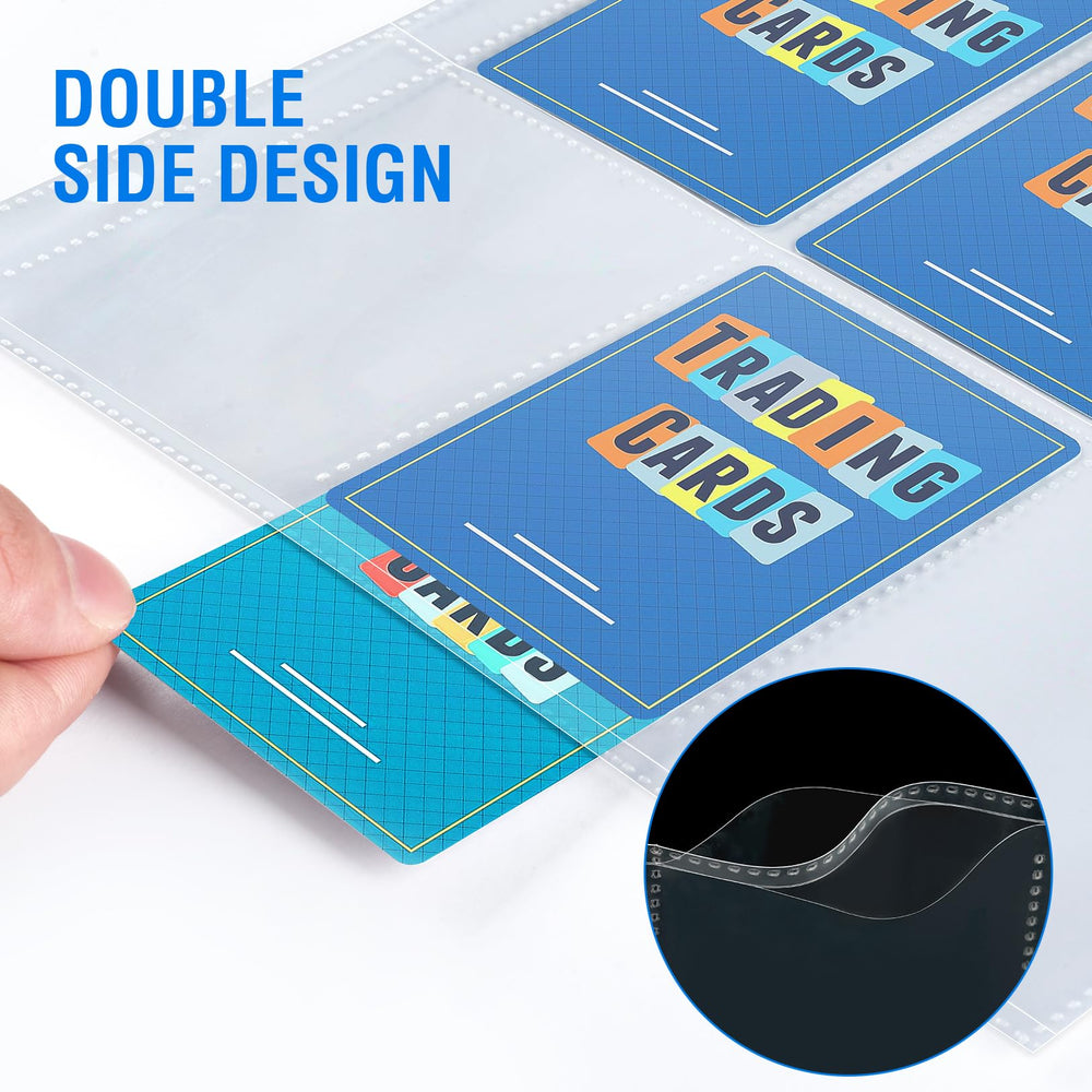 Sooez double-sided card sleeves shown with individual cards visible