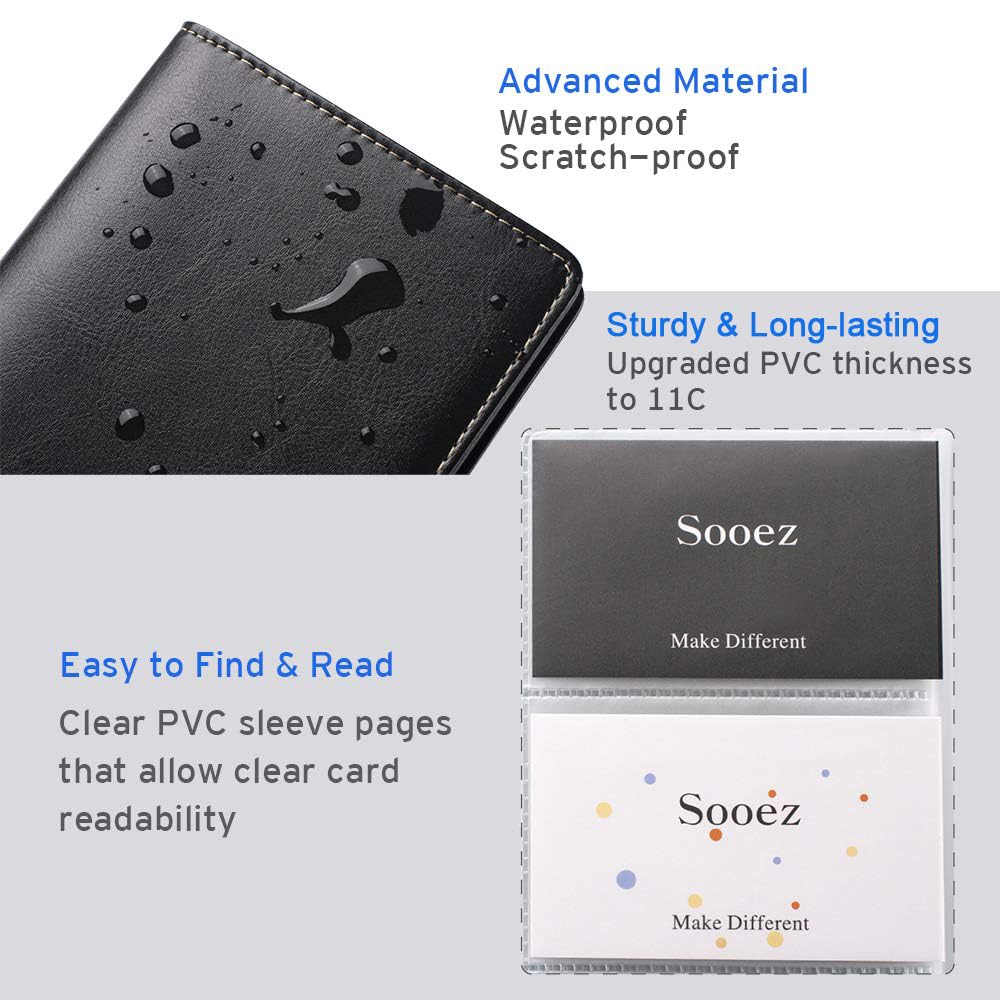 Sooez leather card book slim profile fits pockets and bags