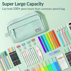 Sooez pencil case mint green elastic straps secure frequently used pencils