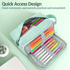 Sooez pencil case mint green spacious main compartment for quick item visibility
