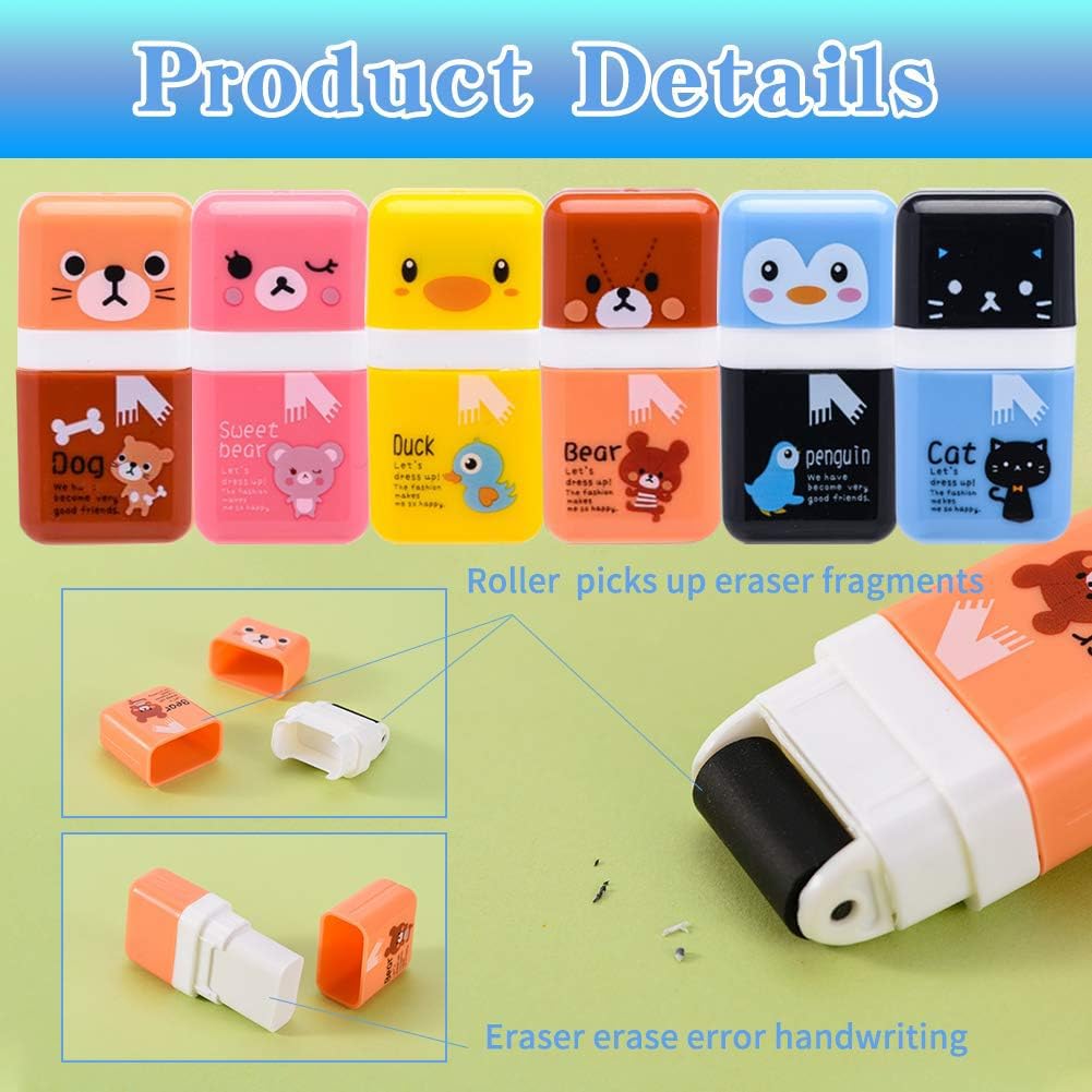 Sooez roller eraser rabbit style adds charm at desks and parties.