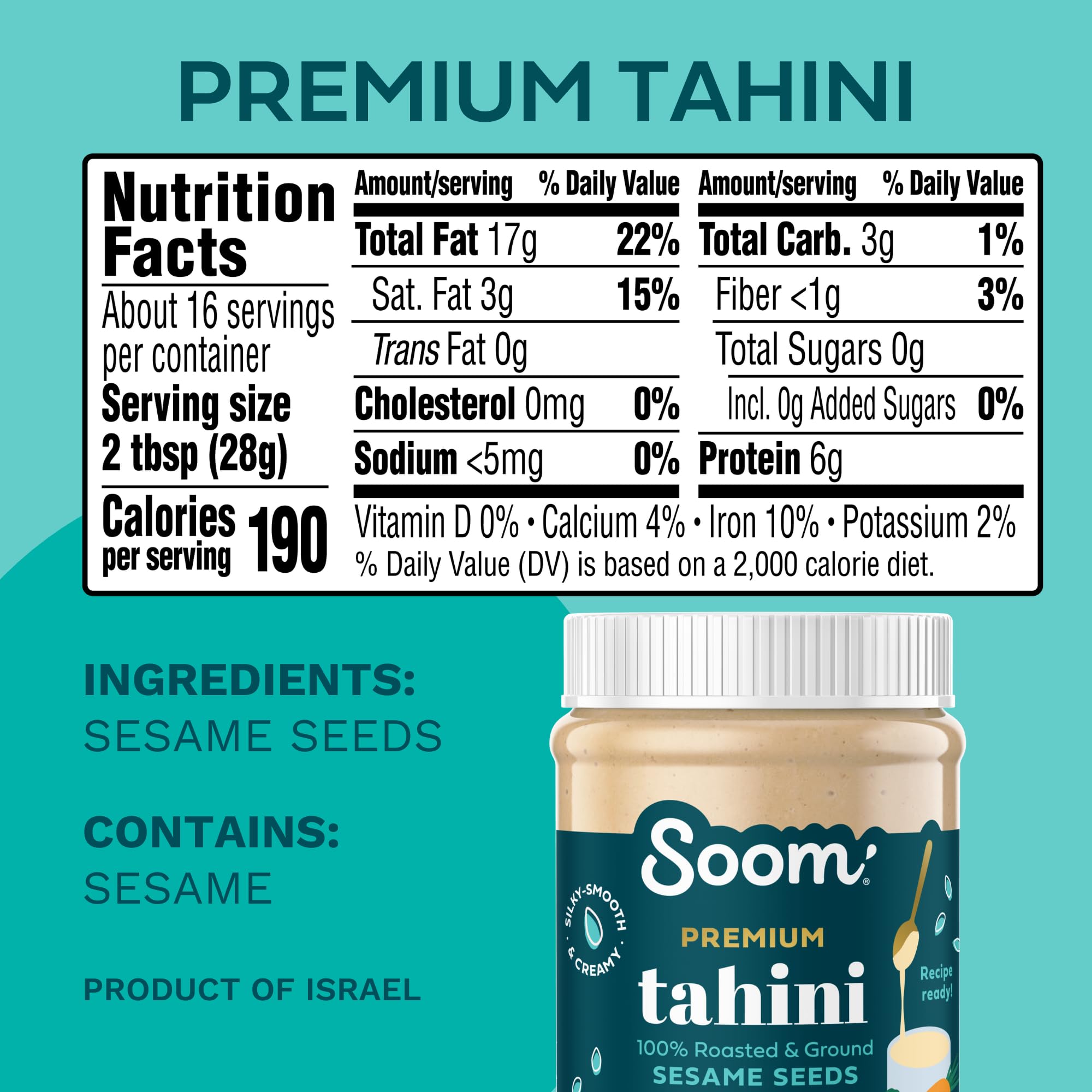 Soom Premium Tahini roasted sesame seeds highlight depth of flavor for sauces