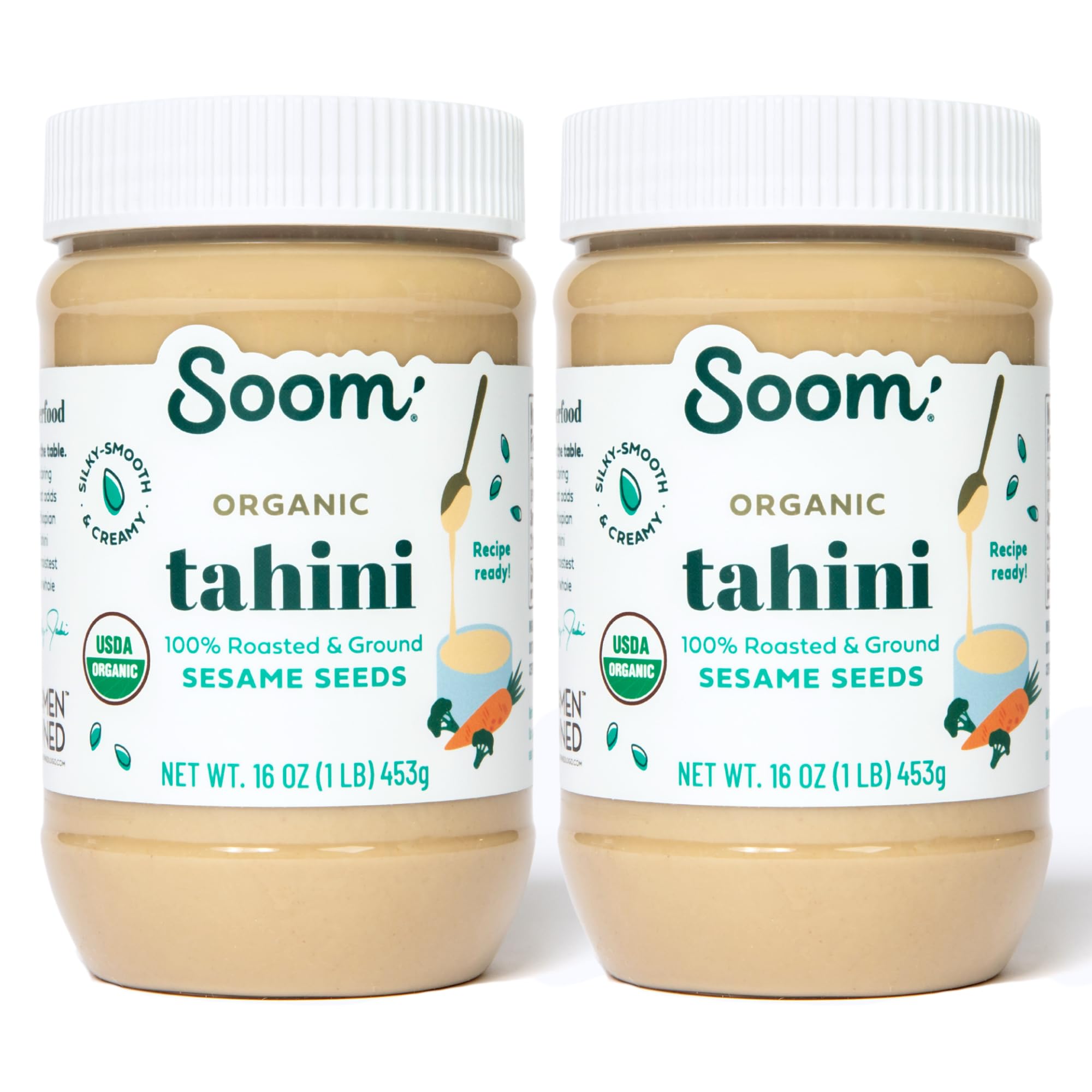 Soom Tahini organic roasted sesame seeds jar for rich hummus