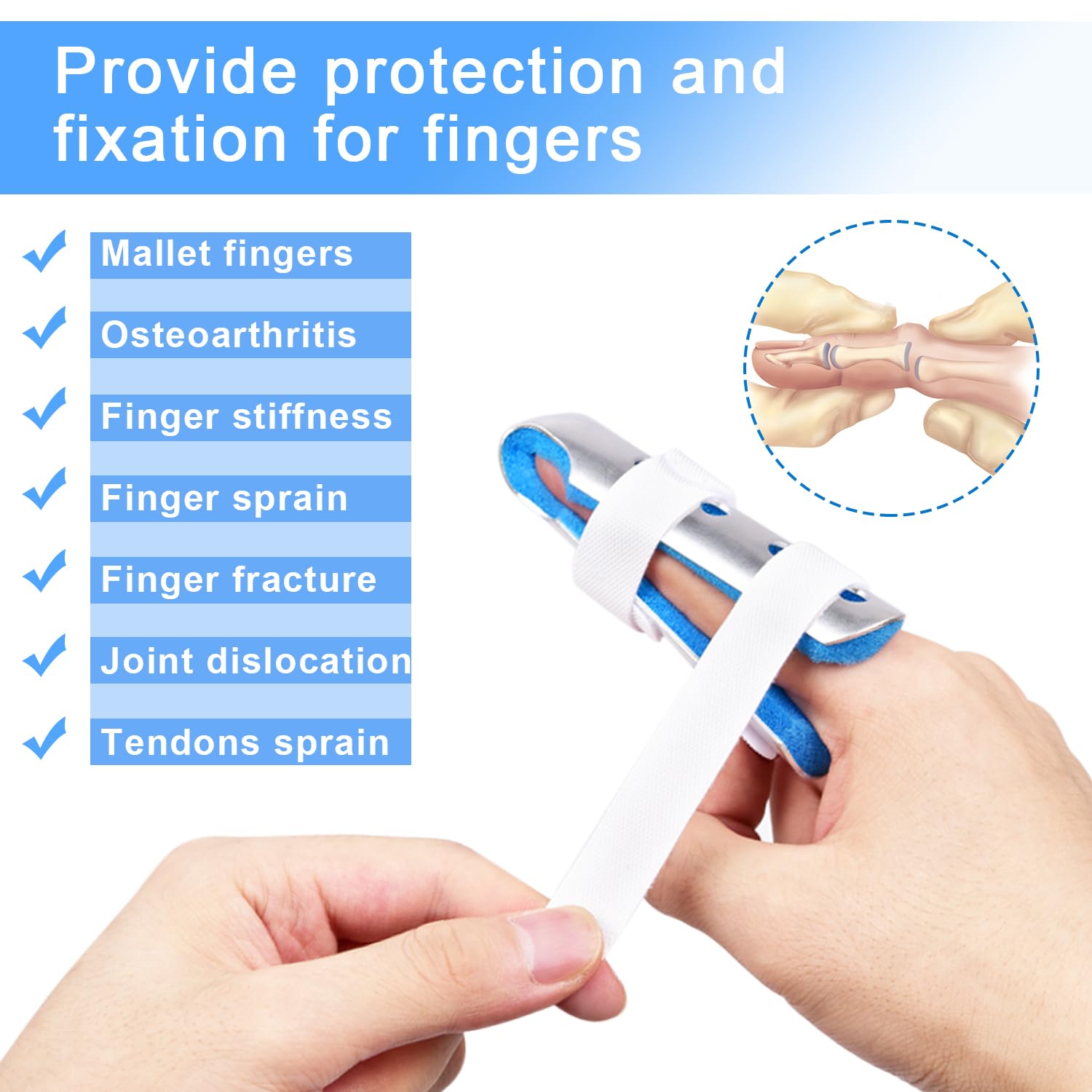 Sopito middle-size finger brace fits index to pinky for adults and teens.
