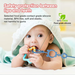 Sopkdey toy straps in cream white attach securely during meals.