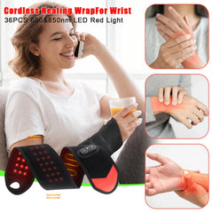 SORALEK wrist wrap showing heat and vibration features