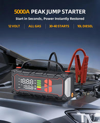 Soramir 5000A jump starter tire inflator dial in action