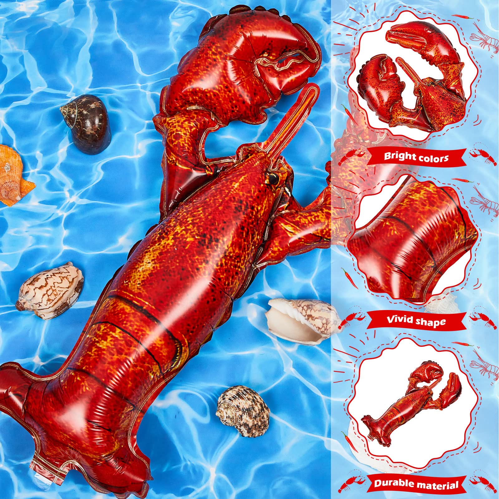 Sosation lobster balloon close-up showing metallic sheen for decor