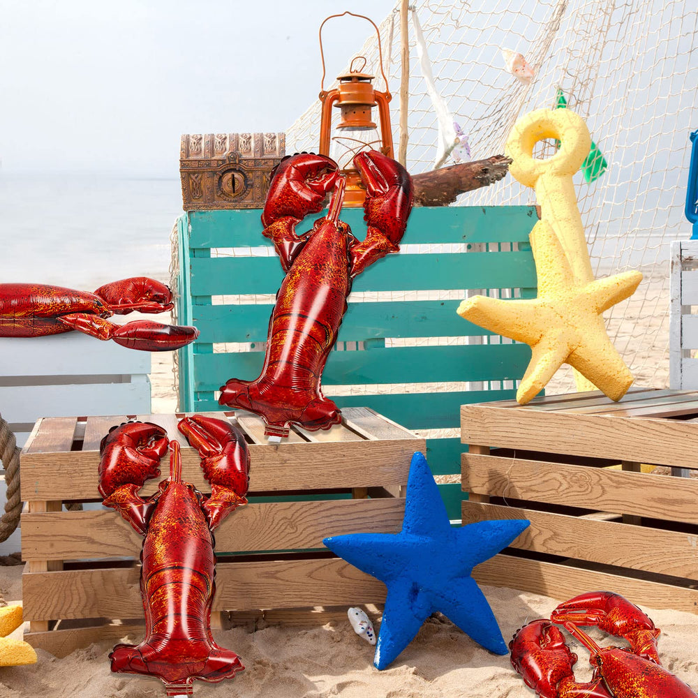 Sosation lobster balloon inflatable decor shown on table setup
