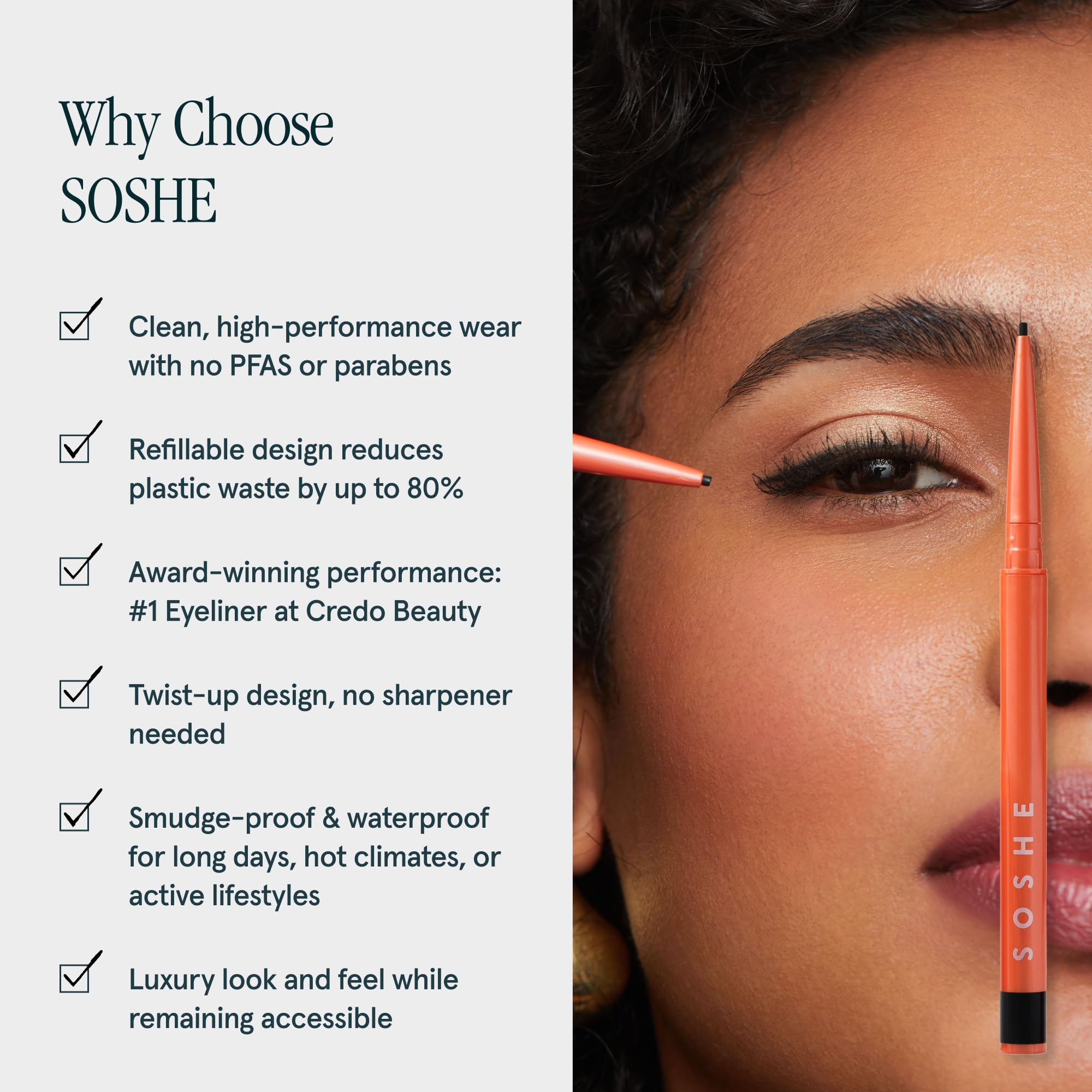 Clean beauty standards badge for SOSHE emphasizing EU and US compliance.