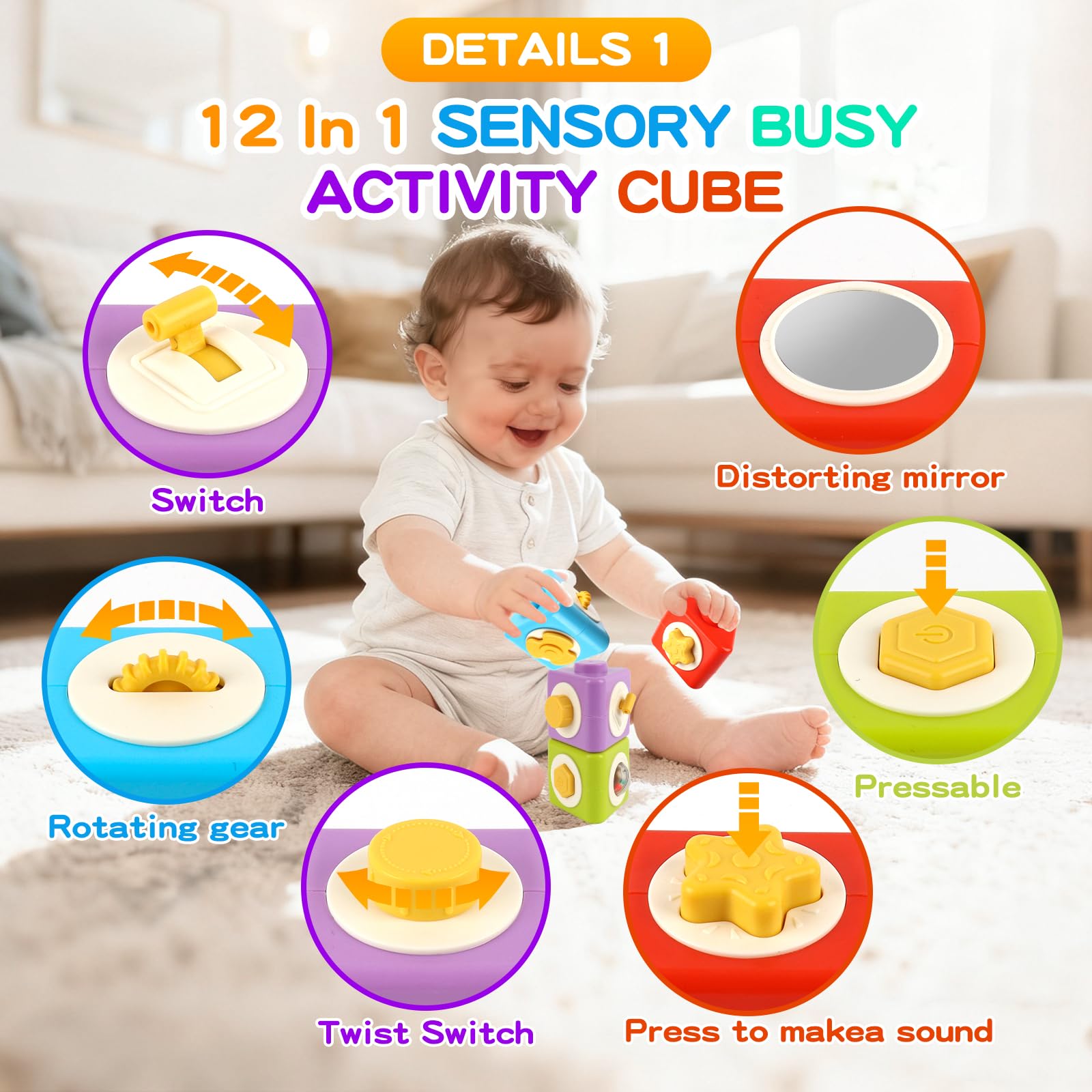 SOSUSHOE activity cubes with four sides offer varied hands-on exploration.
