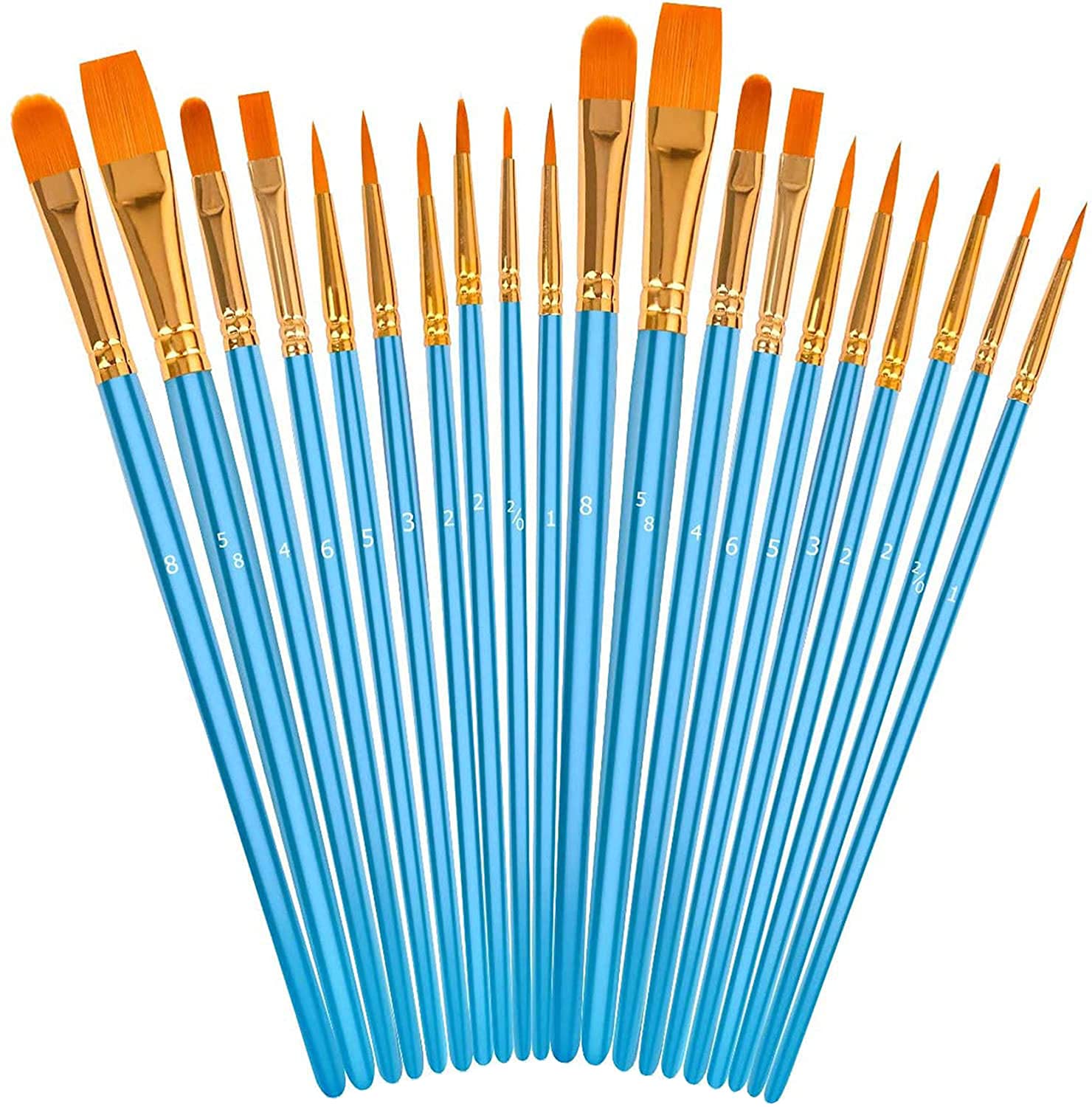 Soucolor 20pc round pointed-tip brushes for detailed acrylic work.