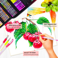 Soucolor gel pens 120-pack travel case portable on-the-go kit