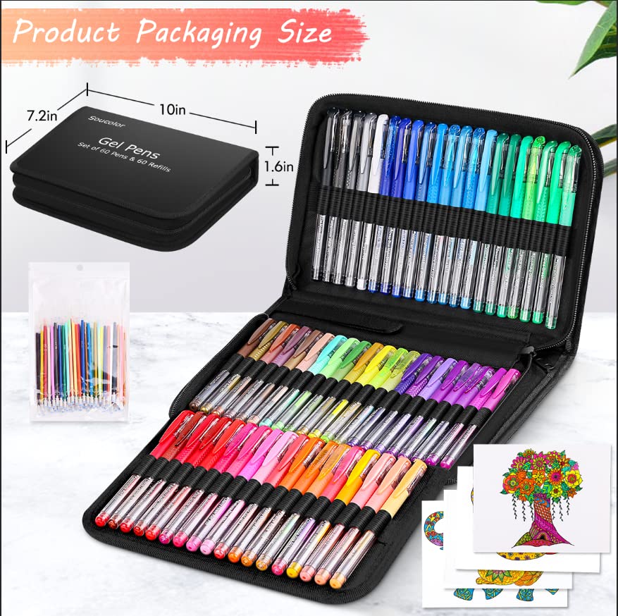 Soucolor gel pens in use for doodling in a notebook