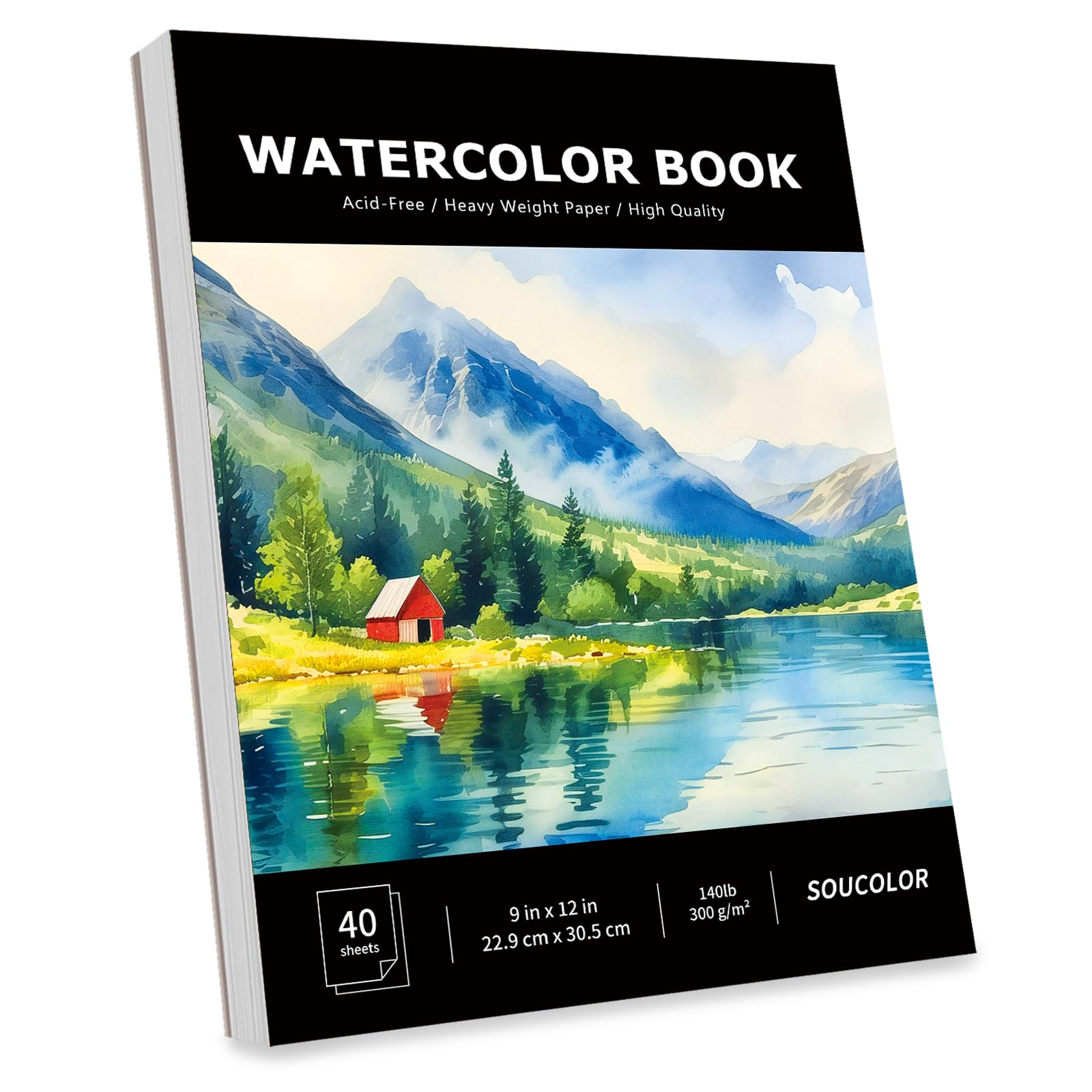 Soucolor watercolor pad 9x12 cover shows sturdy binding for easy page removal.