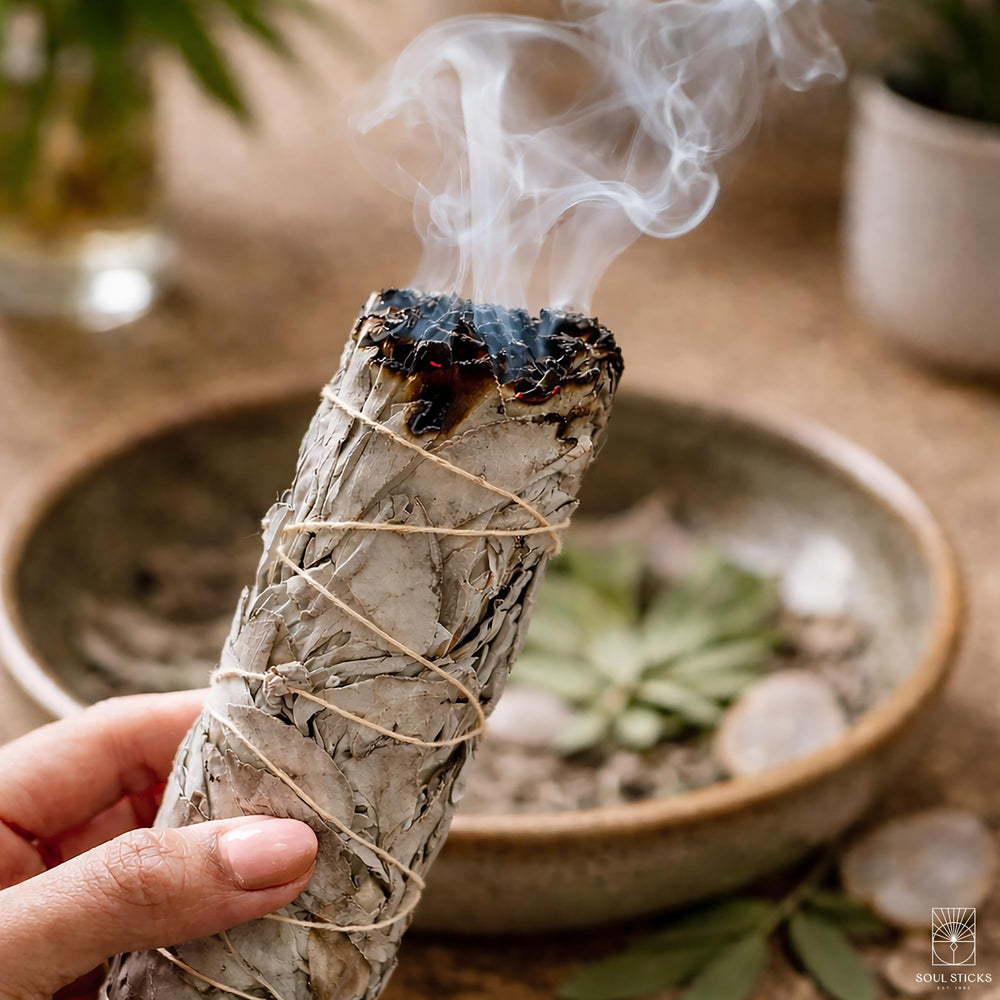Soul Sticks packaged sage bundle showcases sustainably sourced California white sage.