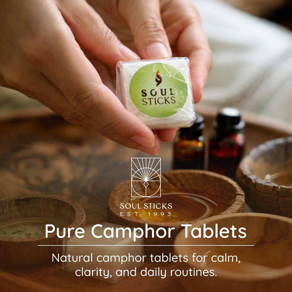 Soul Sticks packaging front showcasing natural camphor blocks