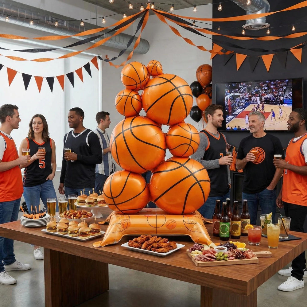 Soulchen basketball decor adds festive flair to birthdays and sports events.