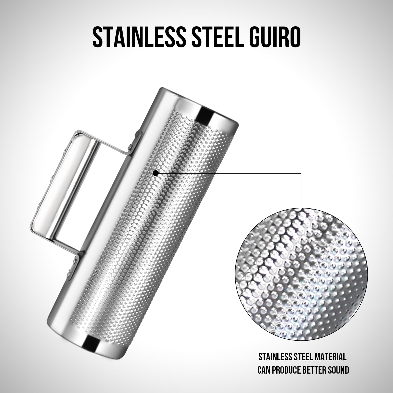 Soulmate Guiro side-handle design offers stable, comfortable grip.