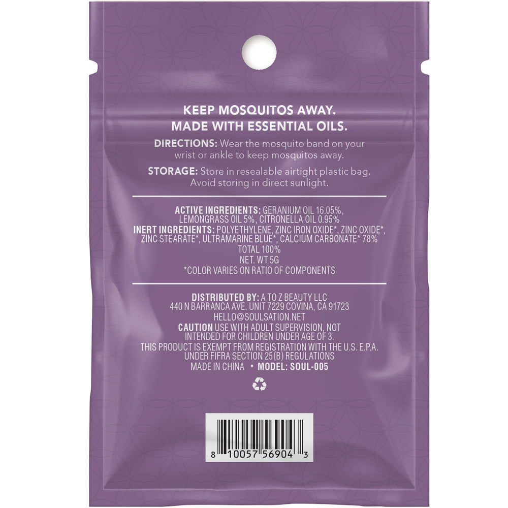 SOULSATION DEET-free bracelet with essential oils for outdoor use.
