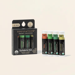 SOULSATION four-flavor lip balm set ready for travel and pocket-friendly use.