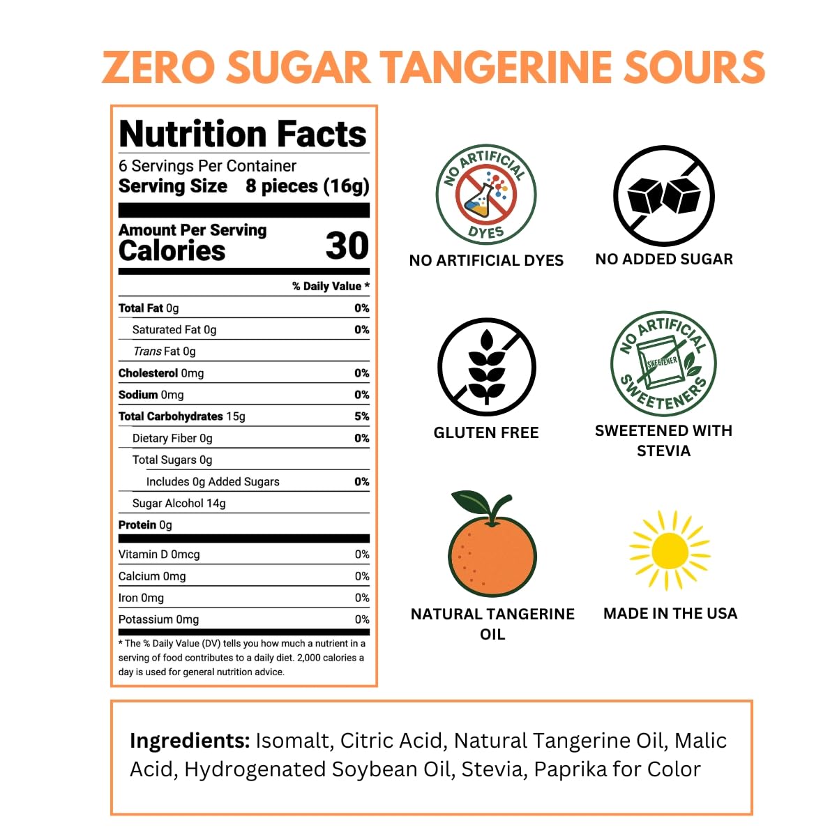 Sour Drops Tangerine candies with tangy exterior and sweet center.