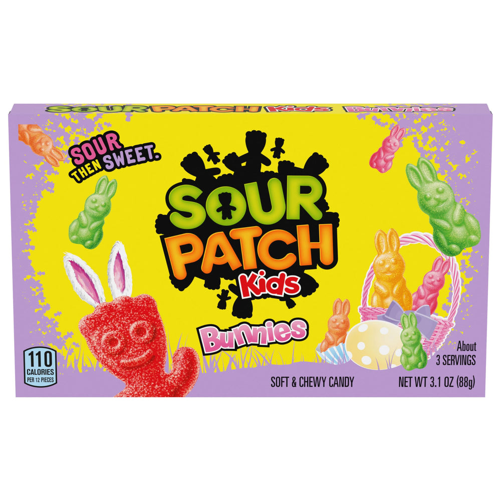Sour Patch Kids Bunnies bunny-shaped candy in Easter display.