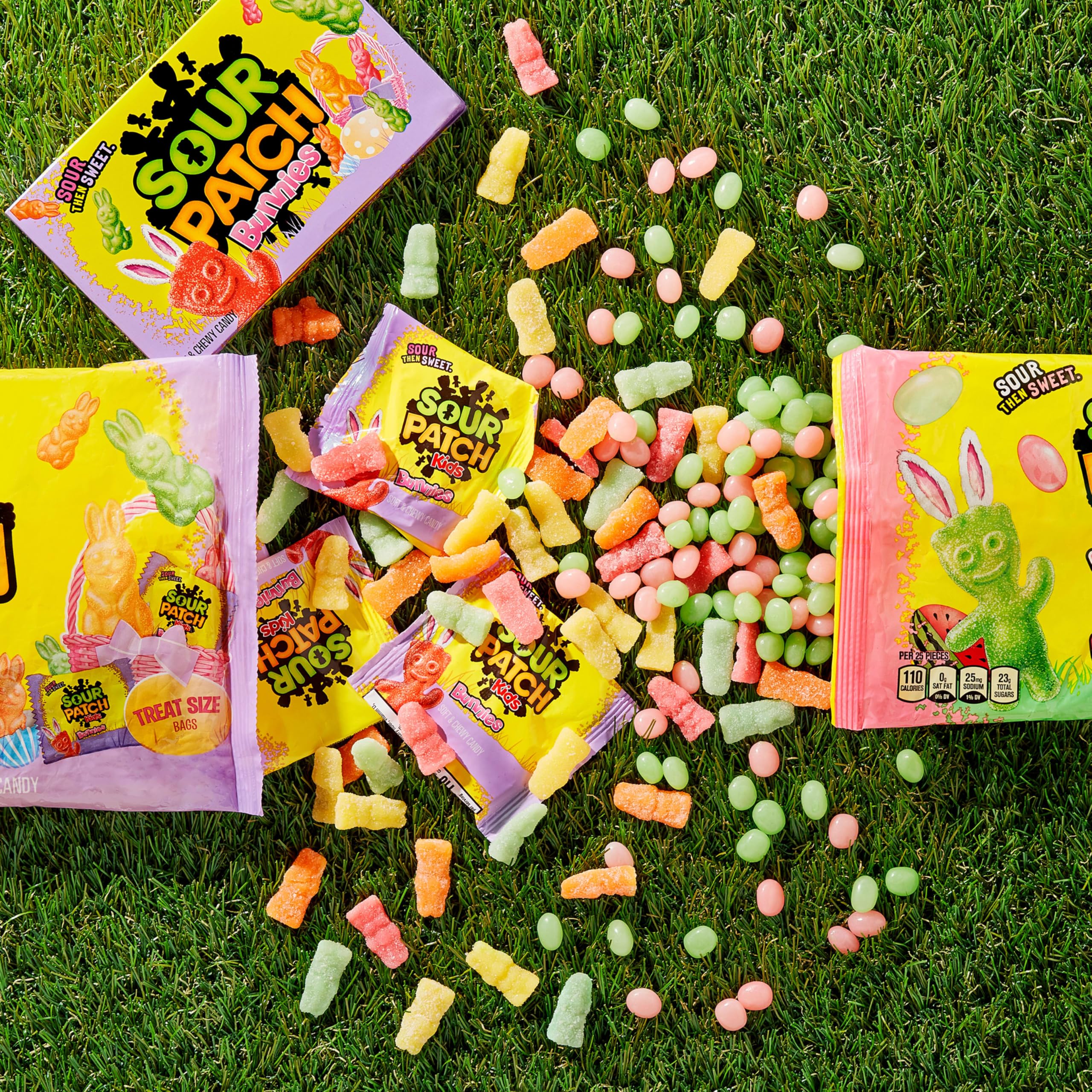 Unpack Sour Patch Kids Bunnies for bulk candy exchanges.