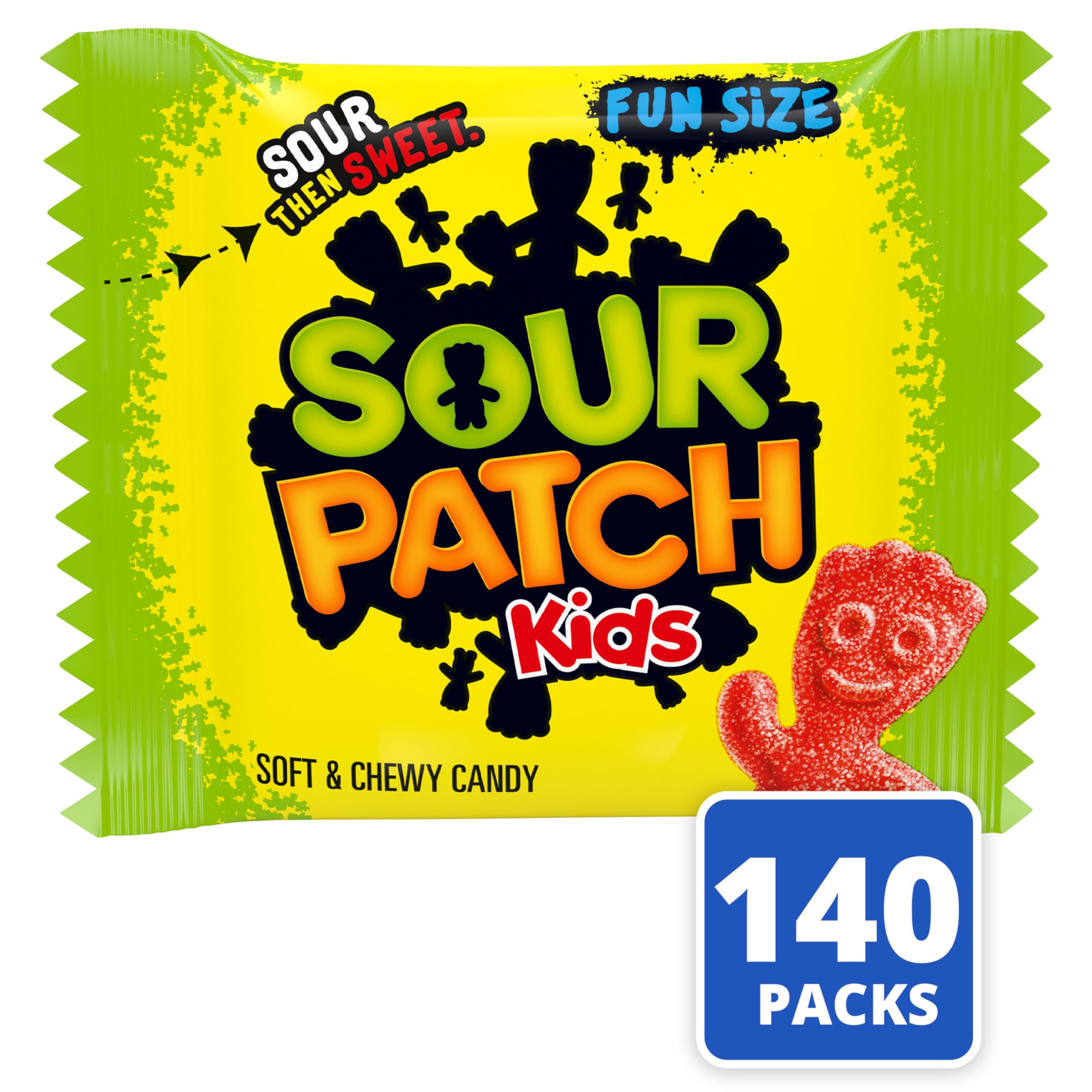 SOUR PATCH KIDS close-up of candies with vibrant colors for snacking fun.