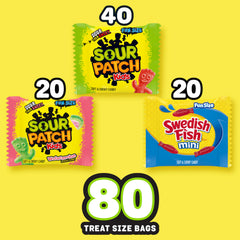 Sour Patch Kids kid-shaped chews add playful fun to movie nights.